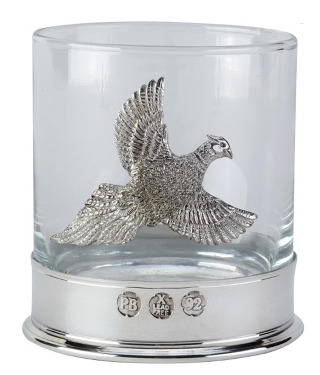 Whisky Glass with a Pewter Pheasant in a Presentation Box