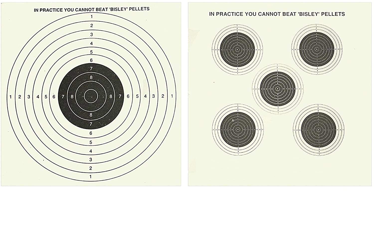 Bisley 100 x 14cm Card Airgun Targets Air Rifle Pistol Hunting Practice Zero 100