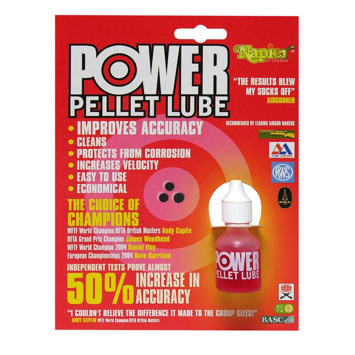 Napier Power Pellet lube 10ml/25ml - airgun air rifle improve accuracy gun oil