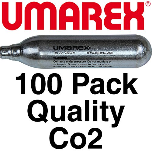 Umarex 12gram Airgun Co2 Cartridge 100 Pack - 12 gram Powerlets Bulbs Suits All Popular Co2 Pellet and BB Guns Inc. Crosman, Gamo and Swith Wesson, etc.