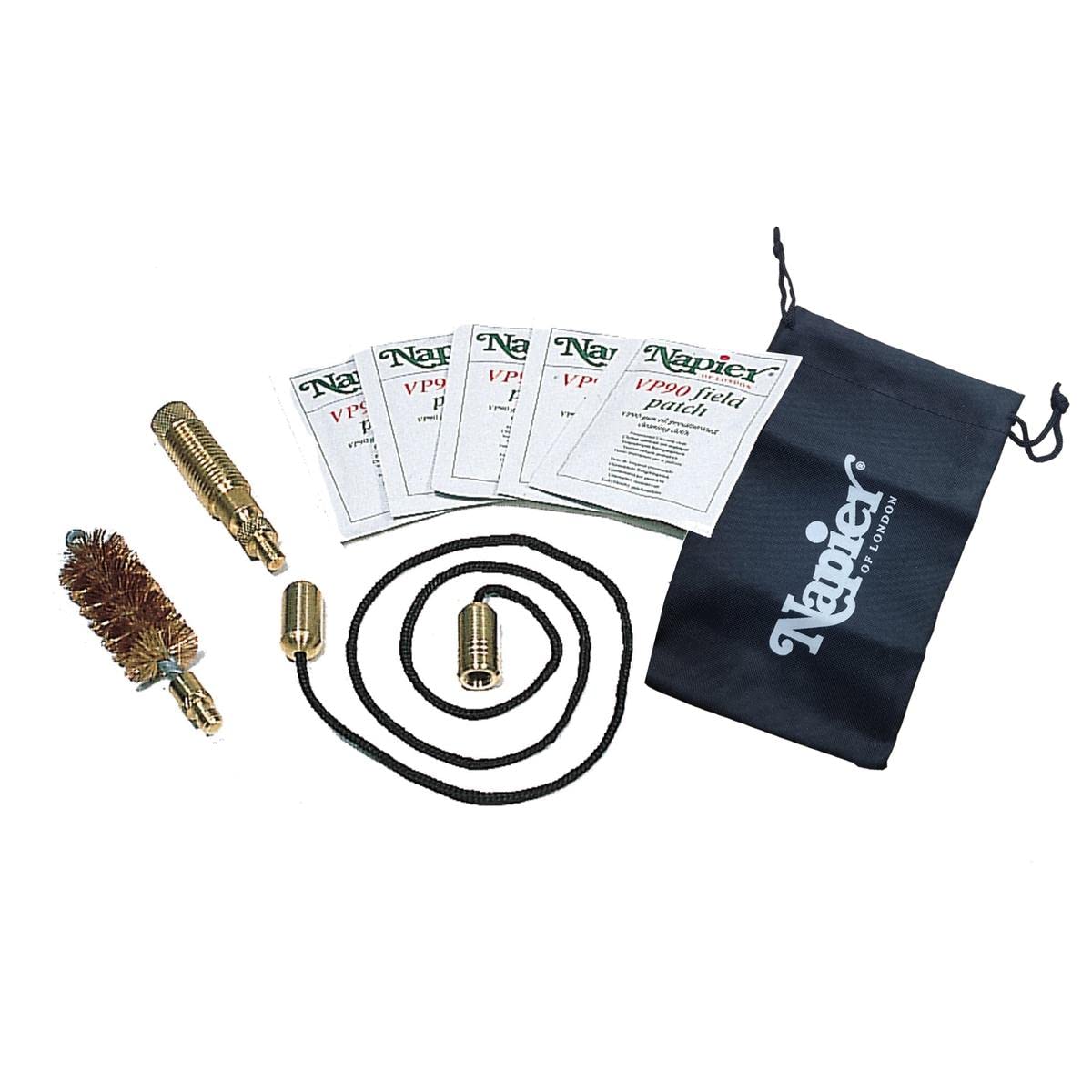 Napier 12ga Shotgun Pull Through Kit for use in the field - inc. Jag, VP90 patches, brush, pull through and a bag to put it in. We also sell the 20ga version