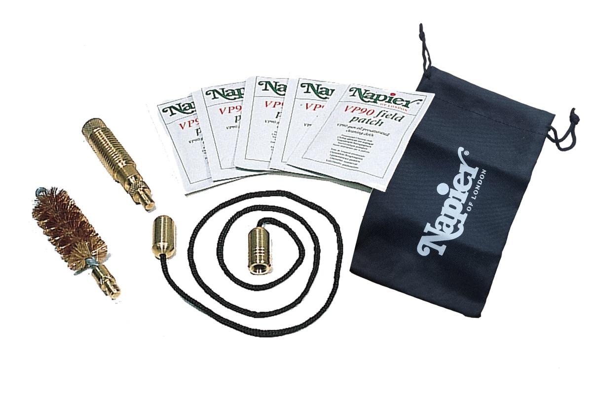 Napier 12ga Shotgun Pull Through Kit for use in the field - inc. Jag, VP90 patches, brush, pull through and a bag to put it in. We also sell the 20ga version