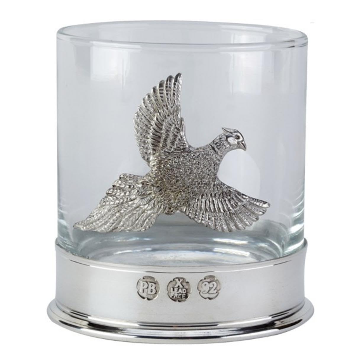 Whisky Glass with a Pewter Pheasant in a Presentation Box