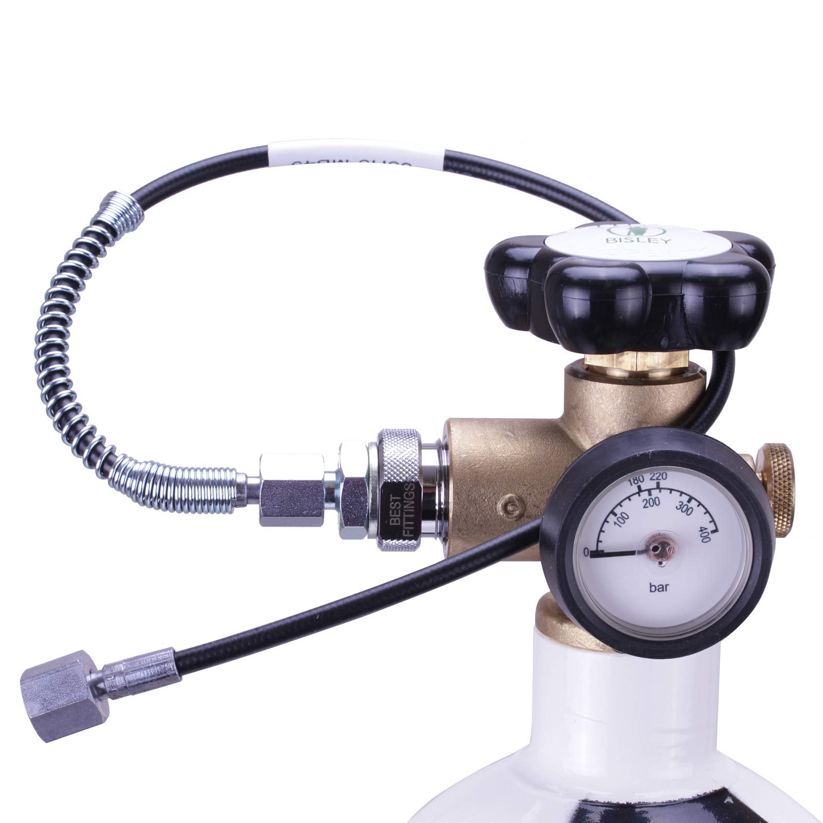 Bisley 5 Litre Air Rifle Pre Charged Pneumatic Filling Kit Bottle Hose With New Valve & Gauge PCP Bottle (Supplied Empty)