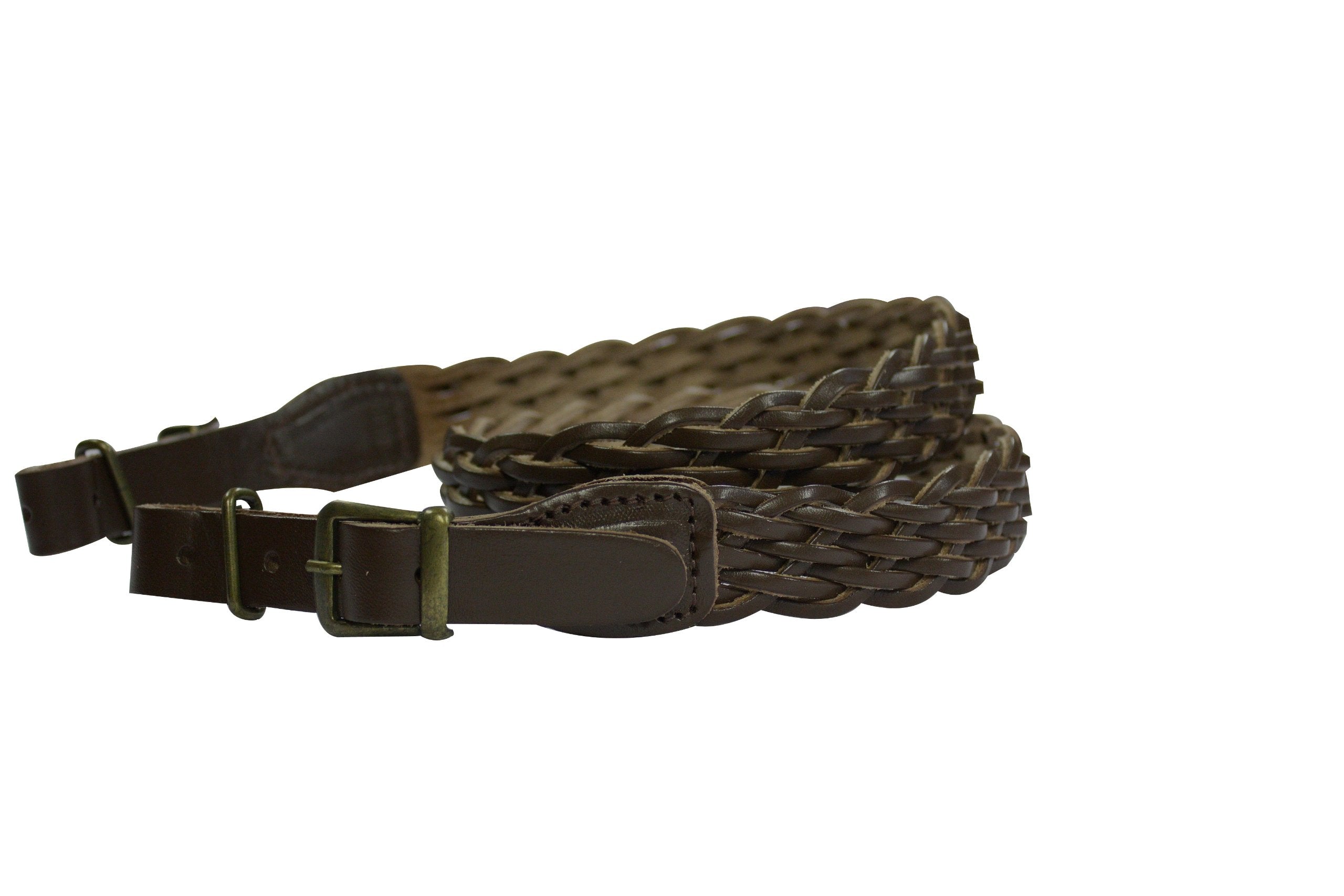 Quality Plaited Brown Leather Rifle Sling - by Bisley