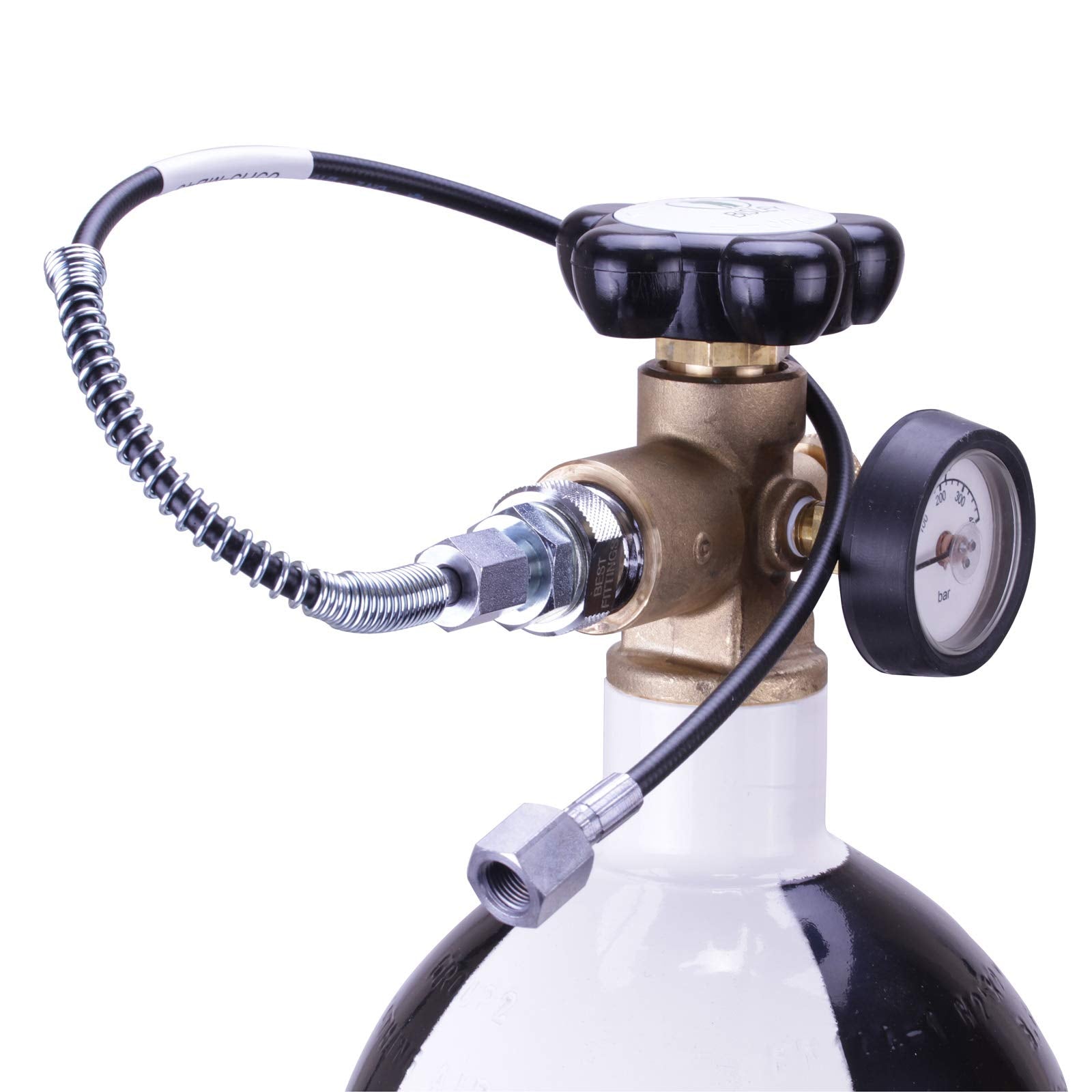Bisley 5 Litre Air Rifle Pre Charged Pneumatic Filling Kit Bottle Hose With New Valve & Gauge PCP Bottle (Supplied Empty)