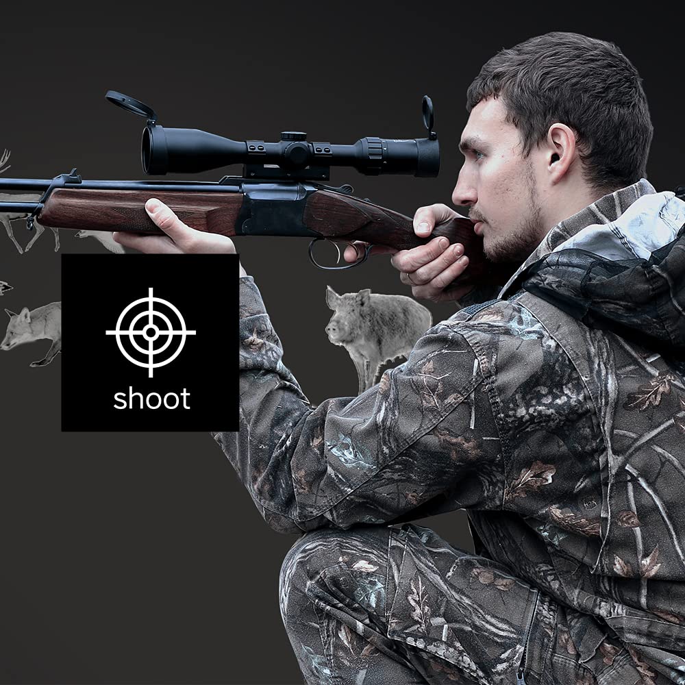 Pluggerz Earplugs Shoot - 2 Pairs (S/M M/L) - Reusable - Soft & Comfortable - Filtered - 26 dB - Shooting Sports - Hunting - Fireworks - Prevents Ear Pain/Damage