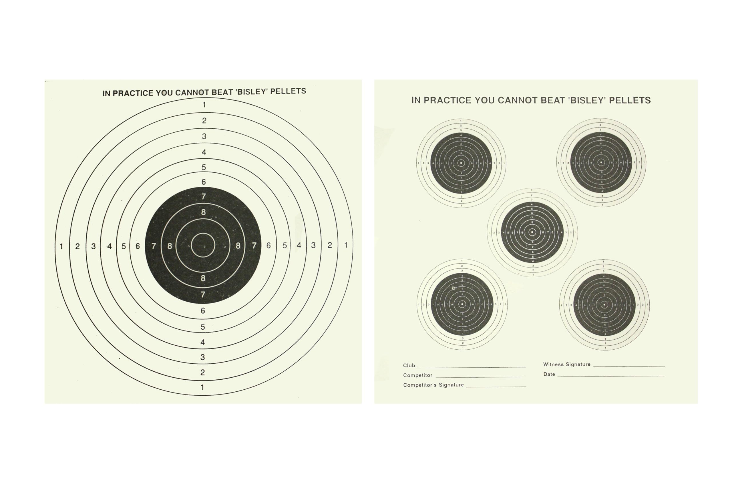 Ammo North West Ltd Bisley 5in1 Paper Target 14x14 cm Pack of 100
